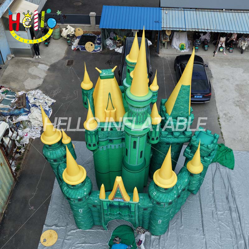Giant Custom Inflatable Fairy Tale Castle, Large Green Magic Castle Model for Event and Mall Decoration