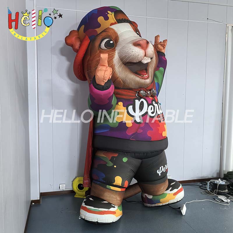 Giant Inflatable Guinea Pig Mascot Costume, Custom Perú FEST Cuy Character for Latin American Cultural Event and Festival Promotion