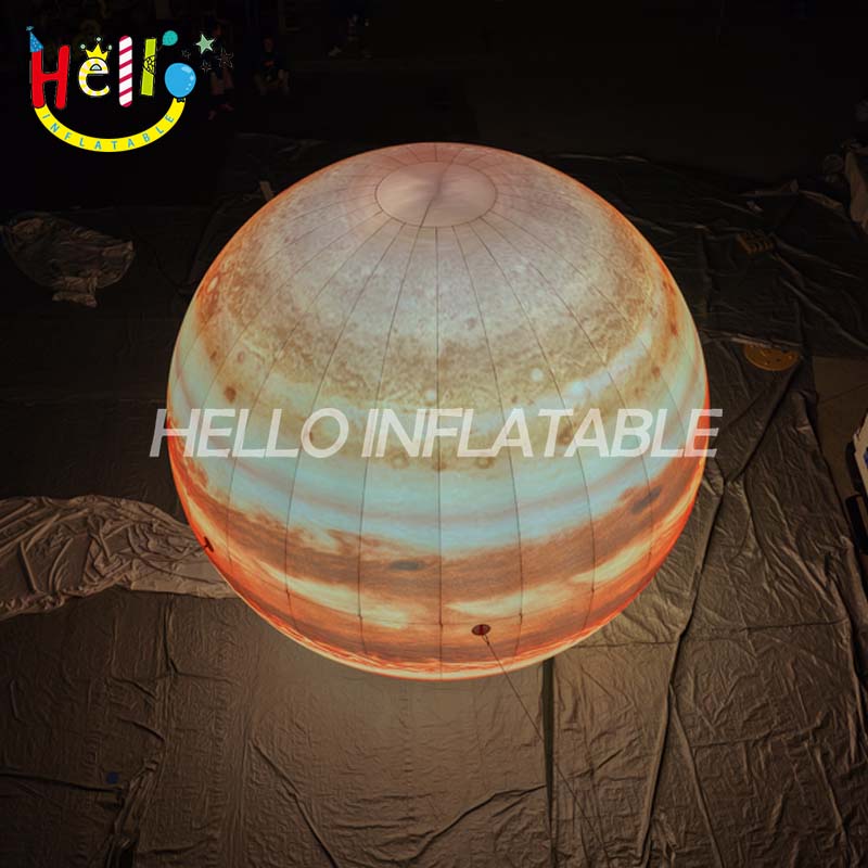 Giant LED Inflatable Jupiter Planet Sphere, Custom Large Glowing Jupiter Ball for Space Theme Event Decoration and Advertising Display