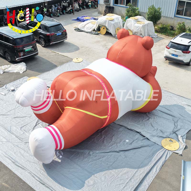 Giant Custom Inflatable Brown Bear Mascot, Large Lounging Cartoon Bear for Children's Event and Mall Decoration