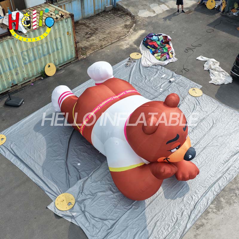 Giant Custom Inflatable Brown Bear Mascot, Large Lounging Cartoon Bear for Children's Event and Mall Decoration