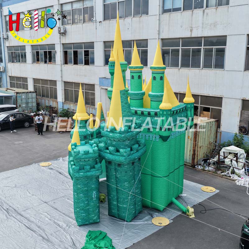 Giant Custom Inflatable Fairy Tale Castle, Large Green Magic Castle Model for Event and Mall Decoration