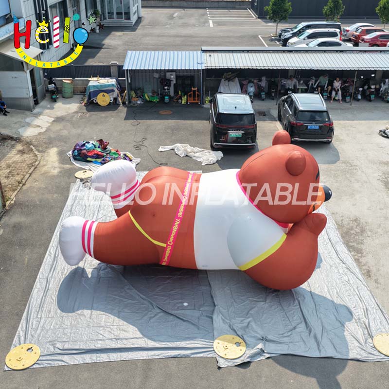 Giant Custom Inflatable Brown Bear Mascot, Large Lounging Cartoon Bear for Children's Event and Mall Decoration