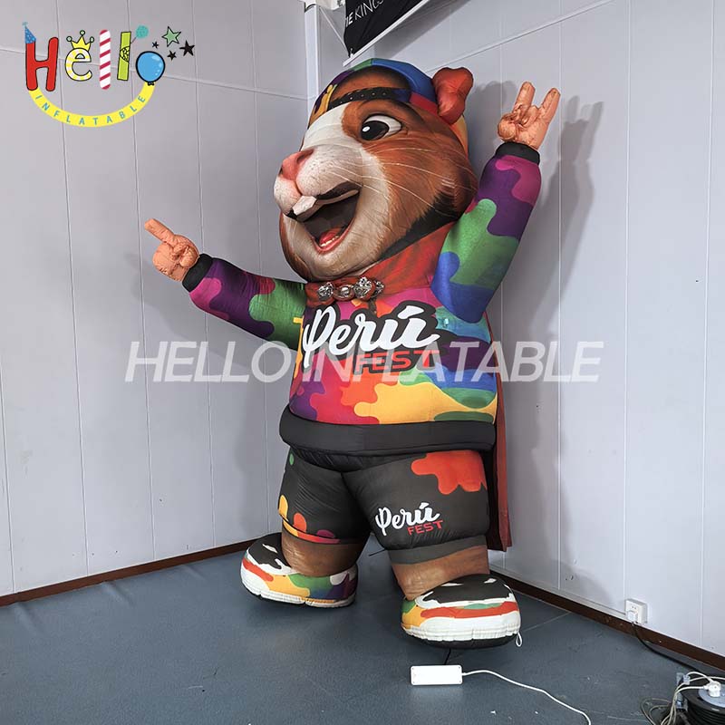 Giant Inflatable Guinea Pig Mascot Costume, Custom Perú FEST Cuy Character for Latin American Cultural Event and Festival Promotion