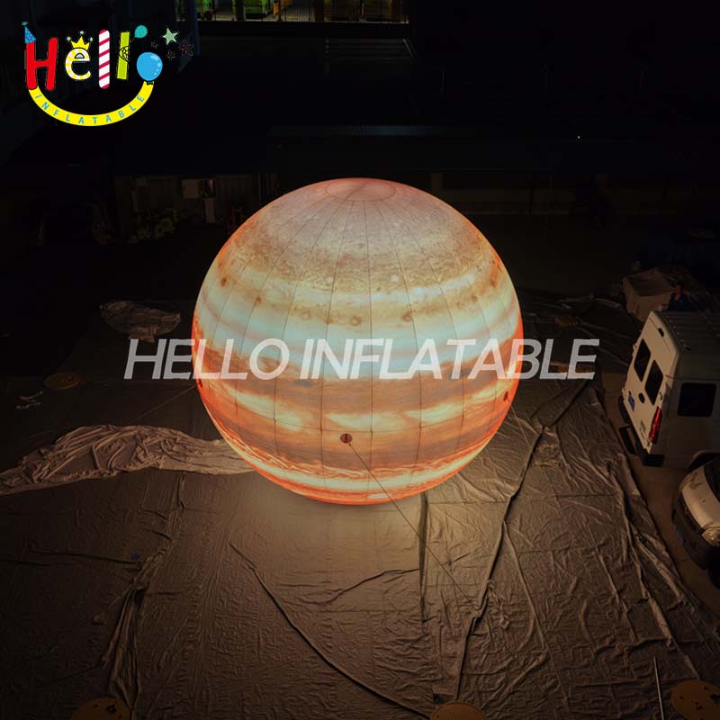Giant LED Inflatable Jupiter Planet Sphere, Custom Large Glowing Jupiter Ball for Space Theme Event Decoration and Advertising Display