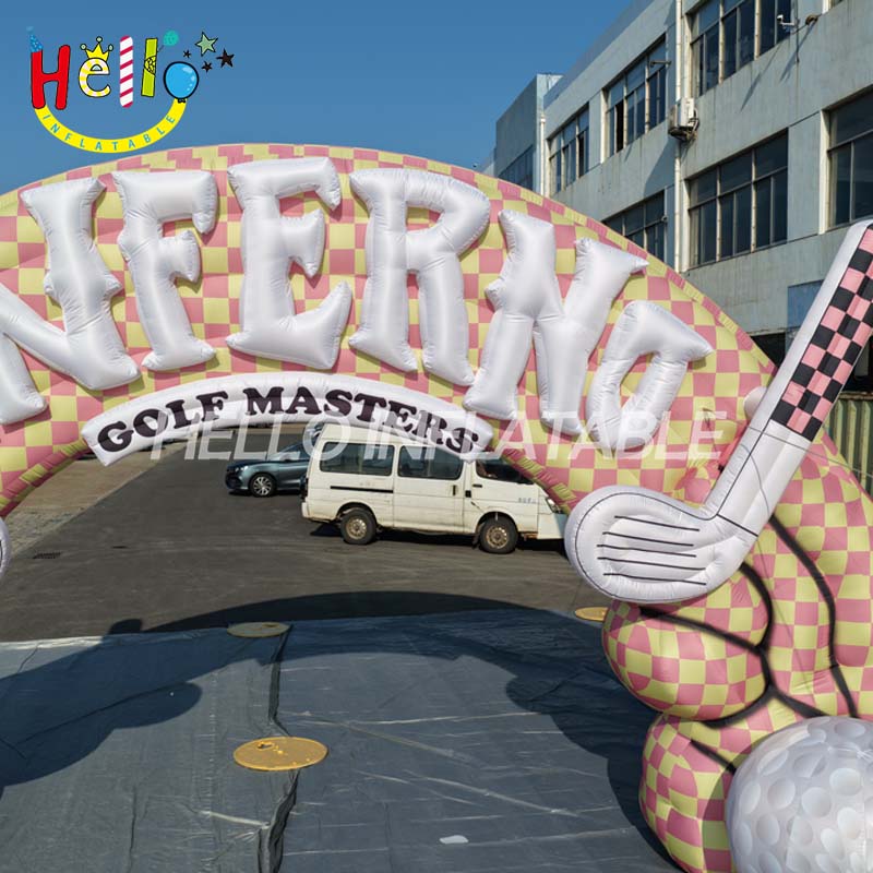 Giant Custom Inflatable Golf Masters Archway with Volcano Theme, Large Inferno Golf Entrance for Tournament and Event Promotion