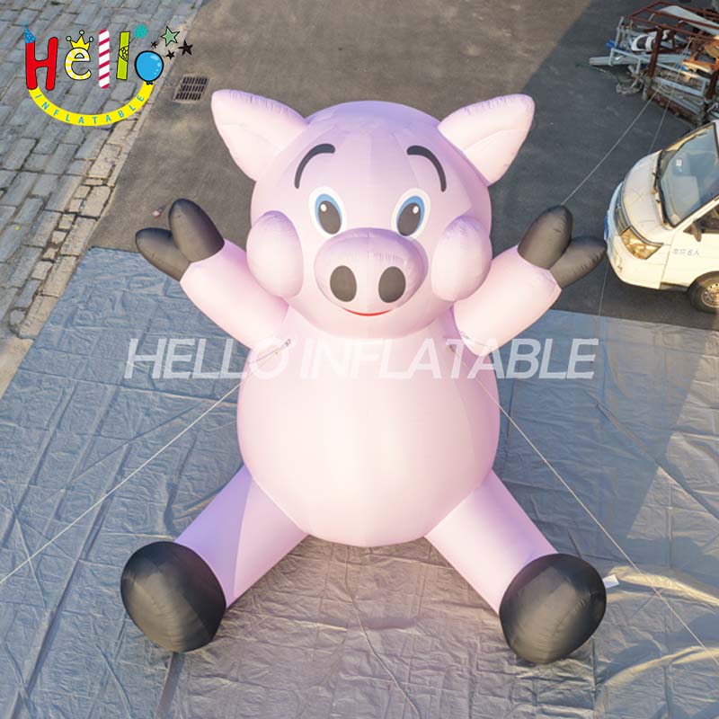 Giant Custom Inflatable Pink Pig Mascot, Large Sitting Cartoon Pig with Welcome Pose for Farm Theme Event and Advertising Decoration