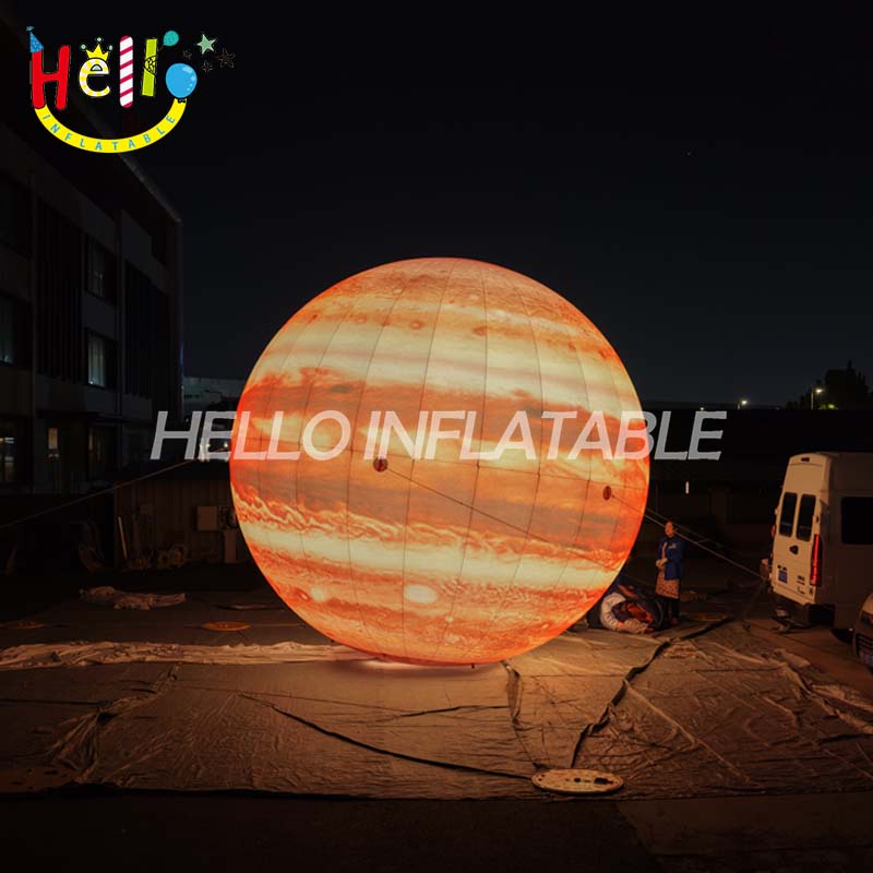 Giant LED Inflatable Jupiter Planet Sphere, Custom Large Glowing Jupiter Ball for Space Theme Event Decoration and Advertising Display