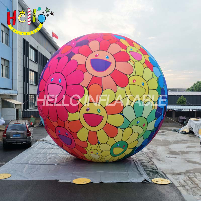 Giant Custom Inflatable Smiling Flower Sphere, Large Murakami-Style Pop Art Ball for Exhibition and Event Decoration插图 Giant Custom Inflatable Smiling Flower Sphere, Large Murakami-Style Pop Art Ball for Exhibition and Event Decoration