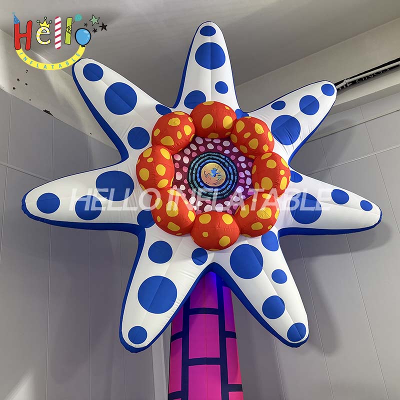 Giant Custom Inflatable Polka Dot Flower Sculpture, Large Kusama-Inspired Pop Art Plant for Exhibition and Event Decoration