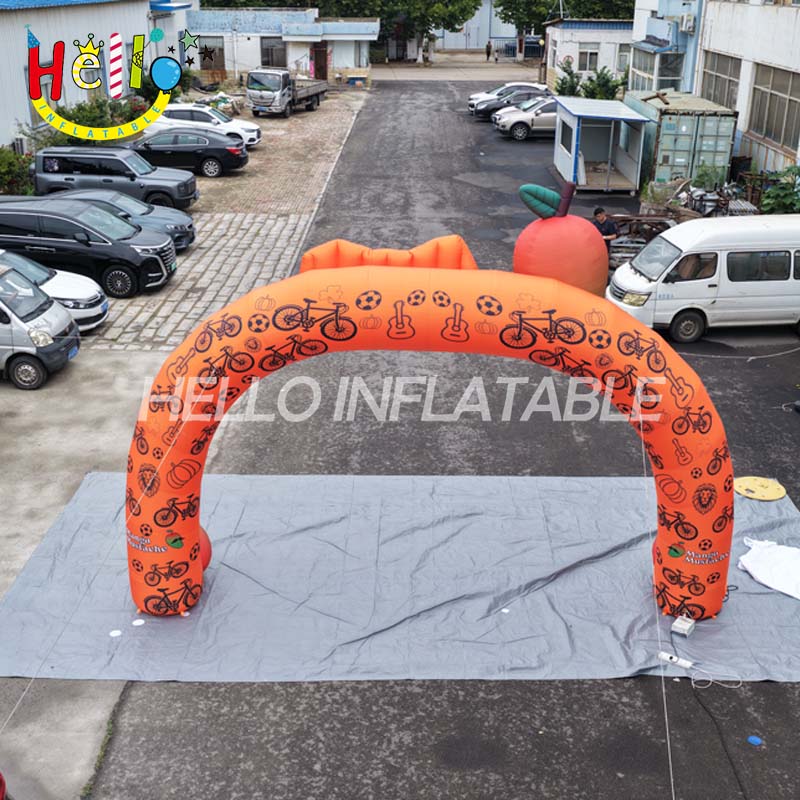 Giant Custom Inflatable Mango Mustache Archway, Large Branded Fruit Mascot Arch with Funny Mustache for Food Festival and Event Promotion