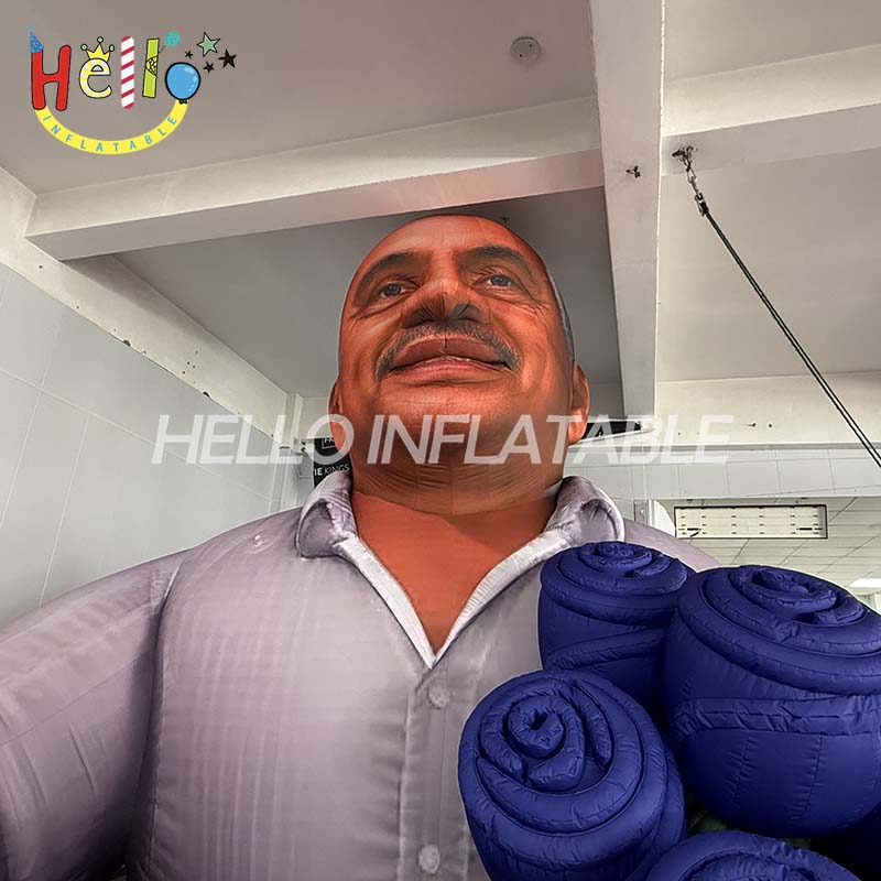 Custom Giant Inflatable Realistic Man Figure with Rose Bouquet, Personalized Life-Size Character Mascot for Corporate Event and Brand Promotion
