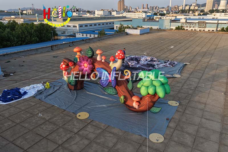 Giant Custom Inflatable Forest Theme Archway, Large Mushroom and Flower Inflatable Entrance for Garden Events and Advertising Decoration