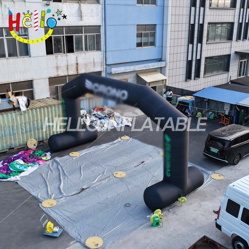 Giant Custom Inflatable Race Arch with Logo Printing, Black Advertising Finish Line Archway for Sports Events and Marathons