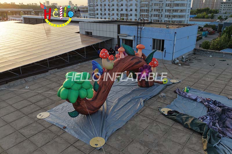 Giant Custom Inflatable Forest Theme Archway, Large Mushroom and Flower Inflatable Entrance for Garden Events and Advertising Decoration