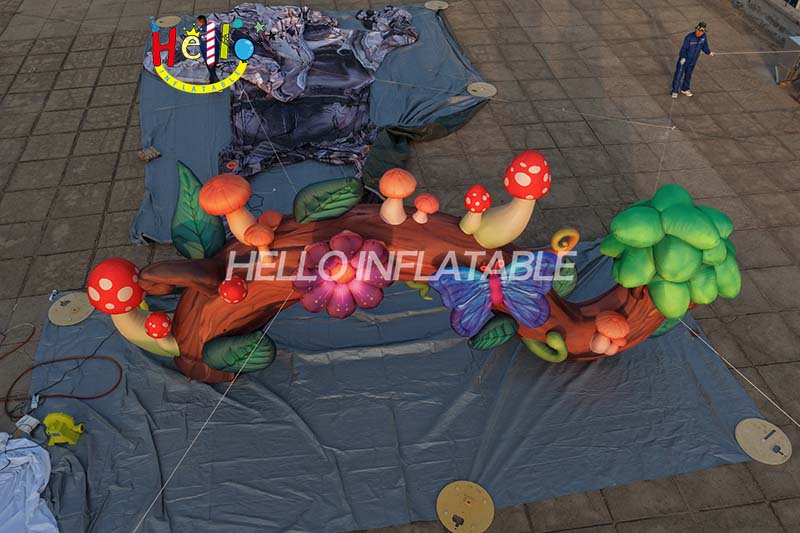 Giant Custom Inflatable Forest Theme Archway, Large Mushroom and Flower Inflatable Entrance for Garden Events and Advertising Decoration