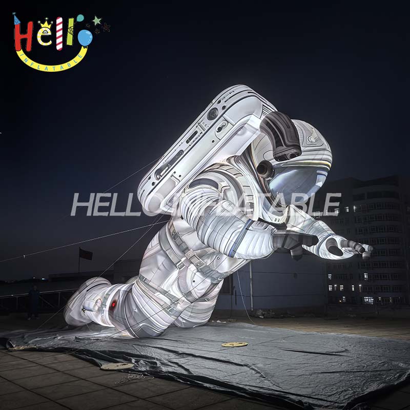 Giant LED Inflatable Astronaut Spaceman Mascot, Custom Large Glowing Spacewalker for Advertising and Space Theme Event Decoration