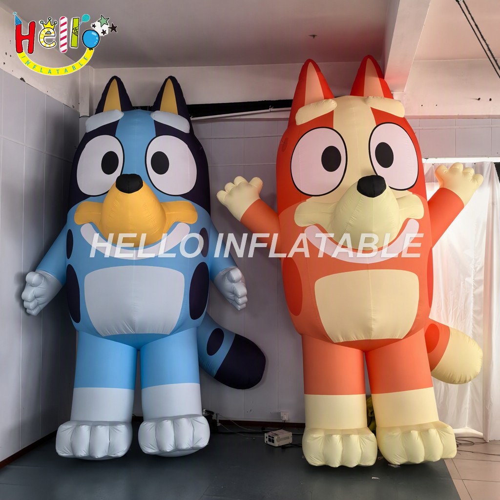 Custom Logo Giant Blue and Orange Cartoon Puppy Dog Character for Kids Birthday Party Event Advertising Inflatables