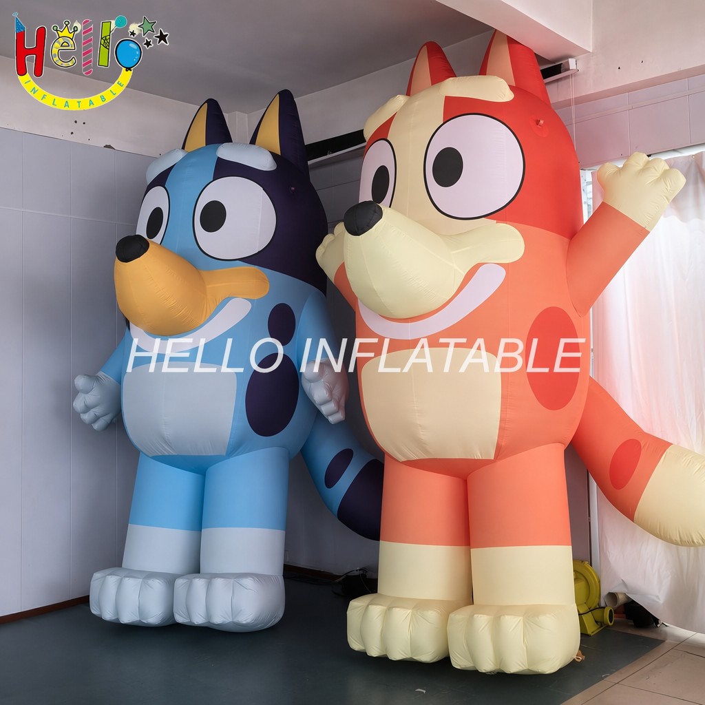 Custom Logo Giant Blue and Orange Cartoon Puppy Dog Character for Kids Birthday Party Event Advertising Inflatables