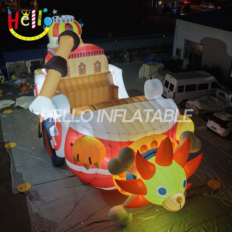 Giant LED Inflatable Thousand Sunny Pirate Ship, Custom Large One Piece Anime Boat for Event Decoration and Advertising