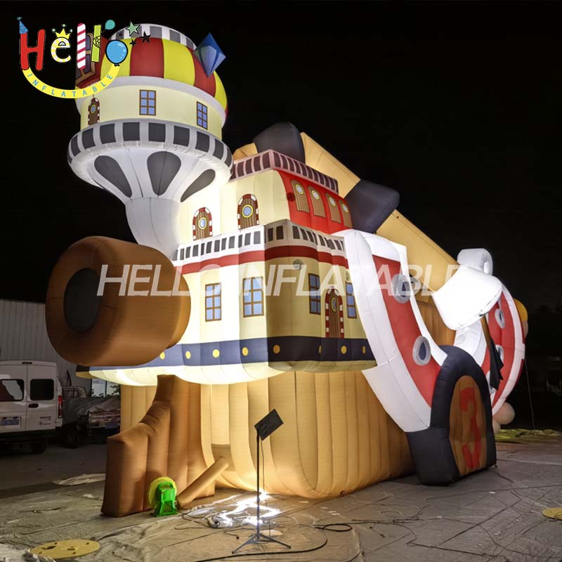 Giant LED Inflatable Thousand Sunny Pirate Ship, Custom Large One Piece Anime Boat for Event Decoration and Advertising