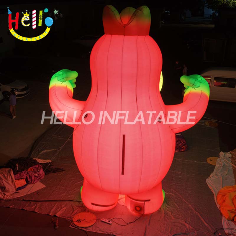 Giant LED Inflatable Monster Mascot with Glowing Mouth, Custom Large Pink Cartoon Creature for Event Decoration and Advertising