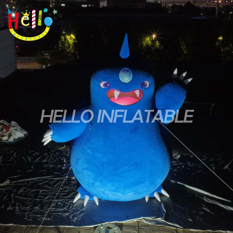 Giant LED Inflatable Blue Monster Mascot with Horn, Custom Large Glowing Cartoon Creature for Outdoor Advertising and Event Decoration插图 Giant LED Inflatable Blue Monster Mascot with Horn, Custom Large Glowing Cartoon Creature for Outdoor Advertising and Event Decoration