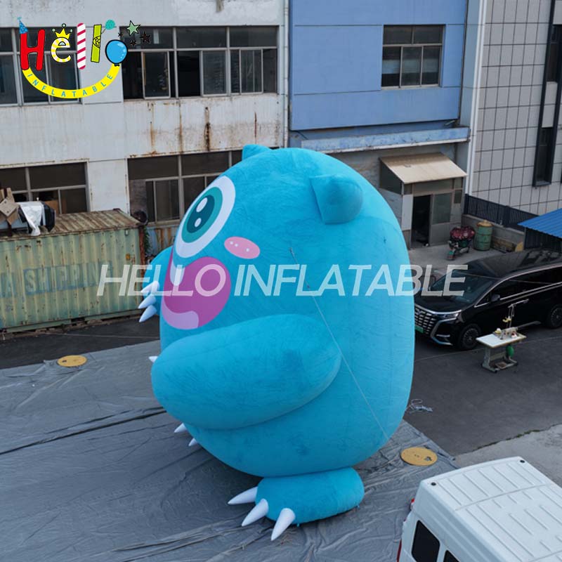 Giant LED Inflatable Monster Mascot Set, Custom Large Green Three-Eyed and Blue One-Eyed Cartoon Creatures for Event Decoration and Advertising