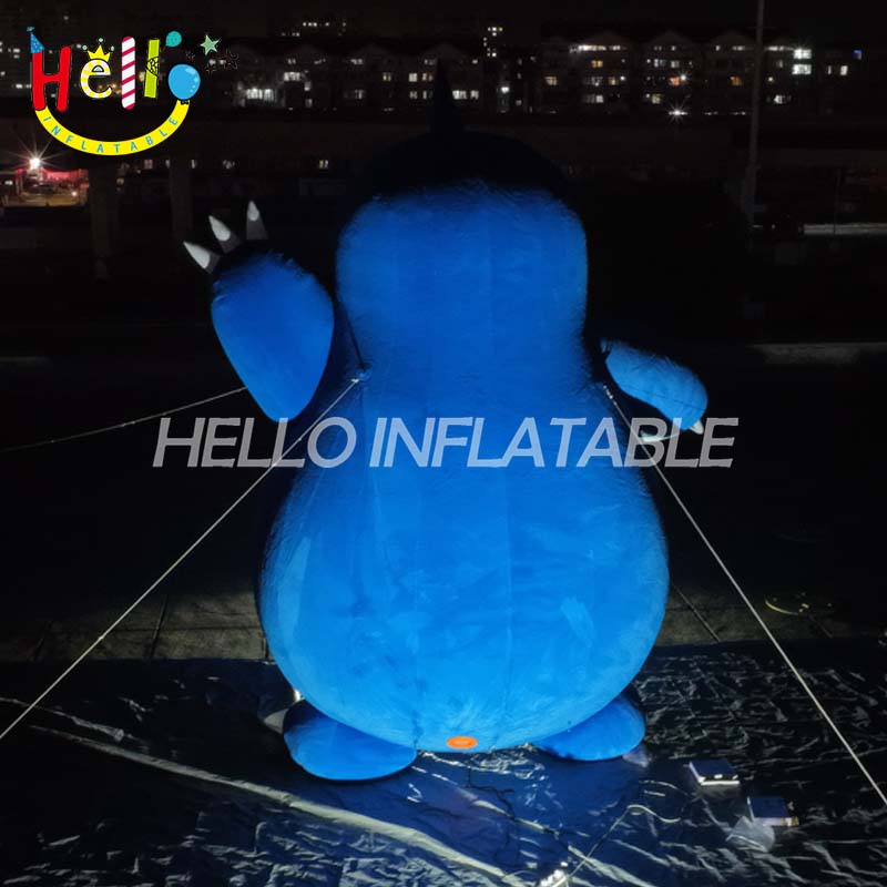 Giant LED Inflatable Blue Monster Mascot with Horn, Custom Large Glowing Cartoon Creature for Outdoor Advertising and Event Decoration插图3 Giant LED Inflatable Blue Monster Mascot with Horn, Custom Large Glowing Cartoon Creature for Outdoor Advertising and Event Decoration