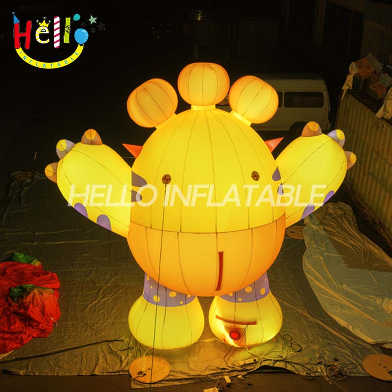 Giant LED Inflatable Multi-Eyed Monster Mascot, Custom Large Yellow Cartoon Alien Creature for Event Decoration and Night Advertising