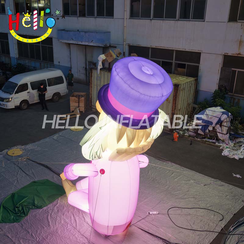 Giant LED Inflatable Funny Clown Character with Top Hat, Custom Large Sitting Jester Mascot for Carnival and Event Decoration