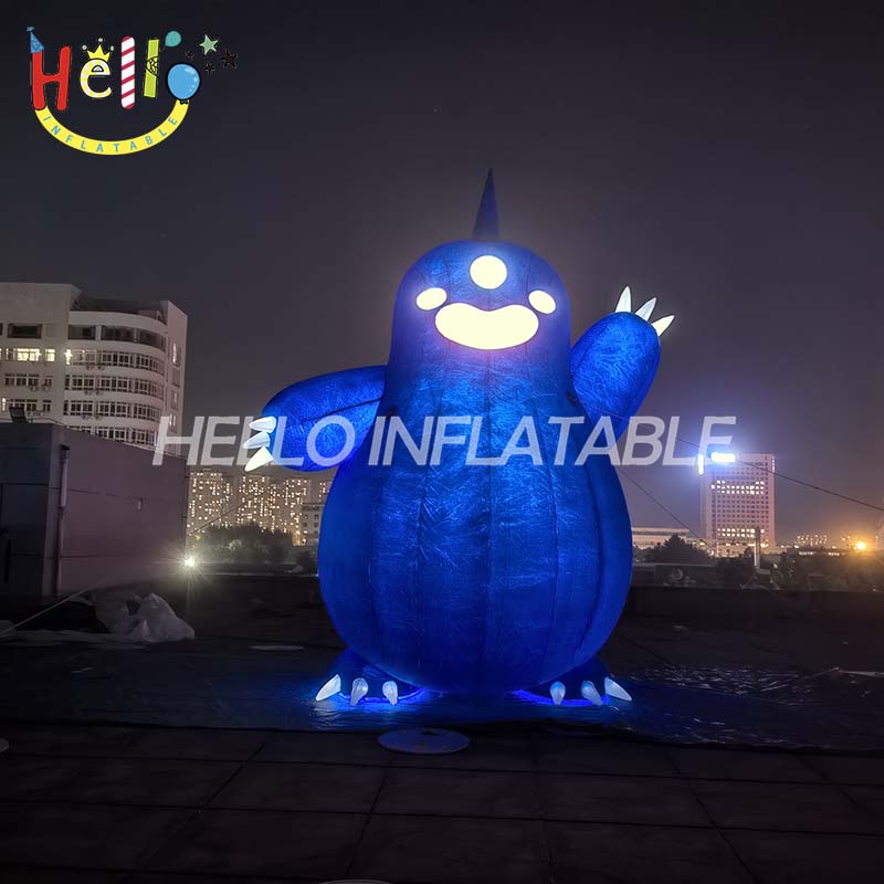 Giant LED Inflatable Blue Monster Mascot with Horn, Custom Large Glowing Cartoon Creature for Outdoor Advertising and Event Decoration插图1 Giant LED Inflatable Blue Monster Mascot with Horn, Custom Large Glowing Cartoon Creature for Outdoor Advertising and Event Decoration