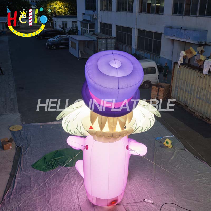 Giant LED Inflatable Funny Clown Character with Top Hat, Custom Large Sitting Jester Mascot for Carnival and Event Decoration
