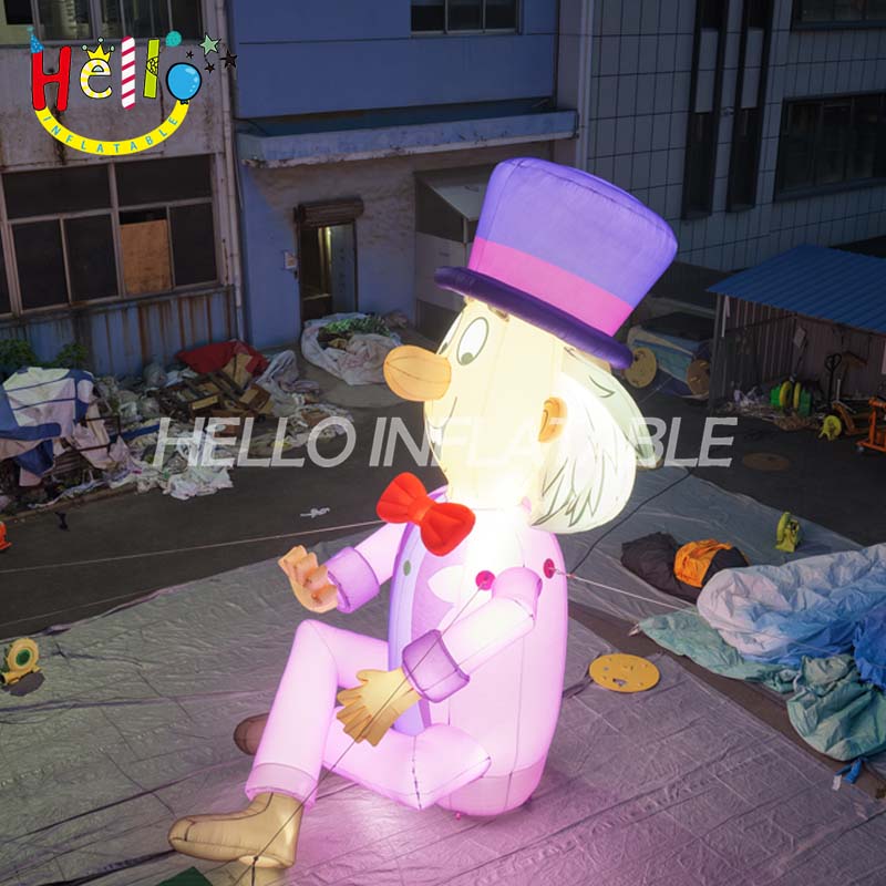 Giant LED Inflatable Funny Clown Character with Top Hat, Custom Large Sitting Jester Mascot for Carnival and Event Decoration
