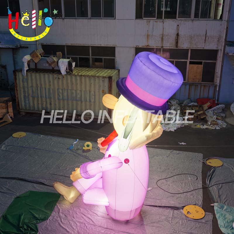 Giant LED Inflatable Funny Clown Character with Top Hat, Custom Large Sitting Jester Mascot for Carnival and Event Decoration