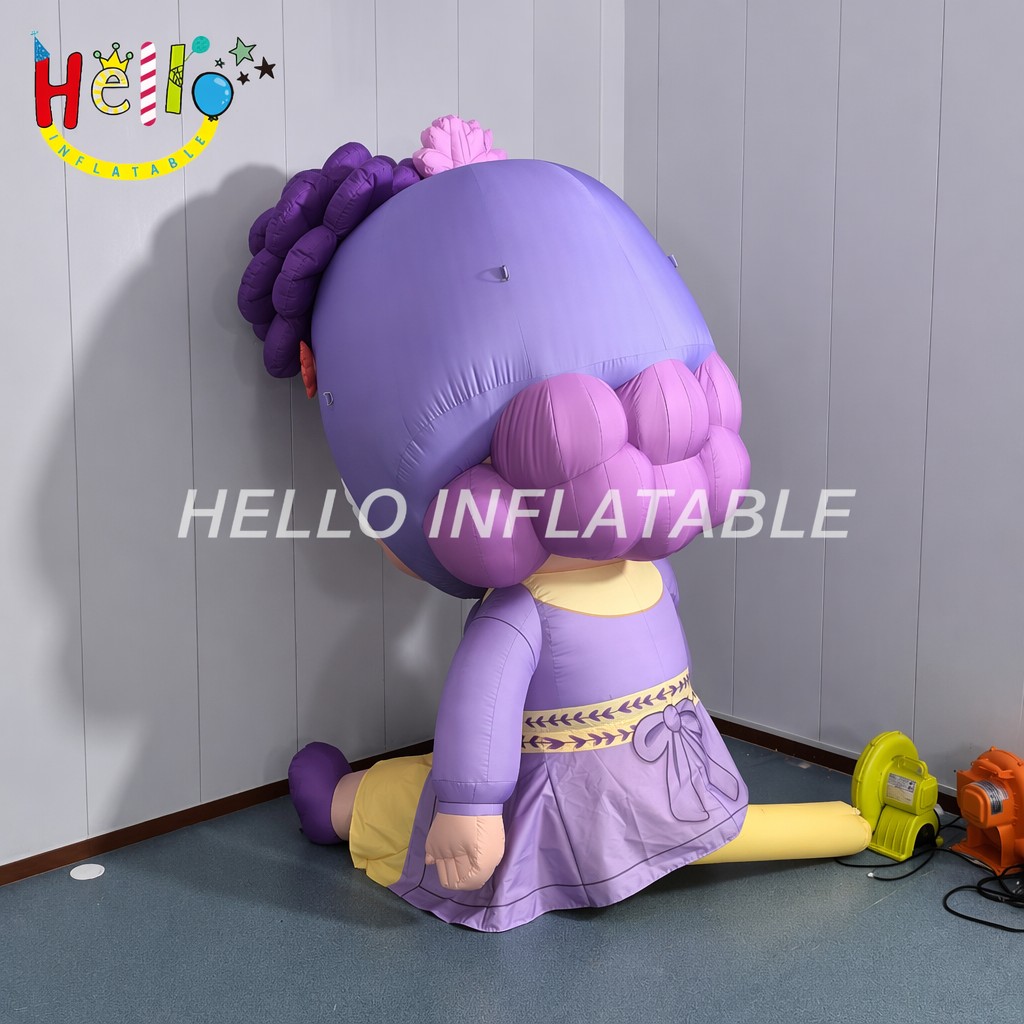 Cute Purple Flower Girl Cartoon Character Blow Up Figure For Kids Event Party Theme Park Decoration Inflatable Mascot