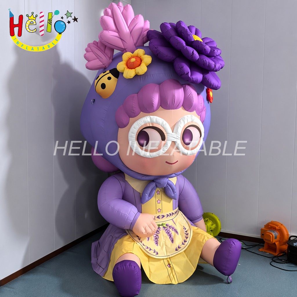 Cute Purple Flower Girl Cartoon Character Blow Up Figure For Kids Event Party Theme Park Decoration Inflatable Mascot插图1 Cute Purple Flower Girl Cartoon Character Blow Up Figure For Kids Event Party Theme Park Decoration Inflatable Mascot