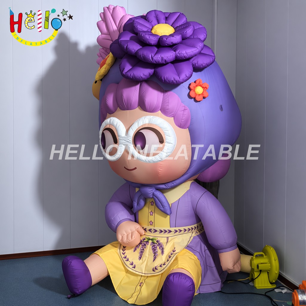 Cute Purple Flower Girl Cartoon Character Blow Up Figure For Kids Event Party Theme Park Decoration Inflatable Mascot插图2 Cute Purple Flower Girl Cartoon Character Blow Up Figure For Kids Event Party Theme Park Decoration Inflatable Mascot