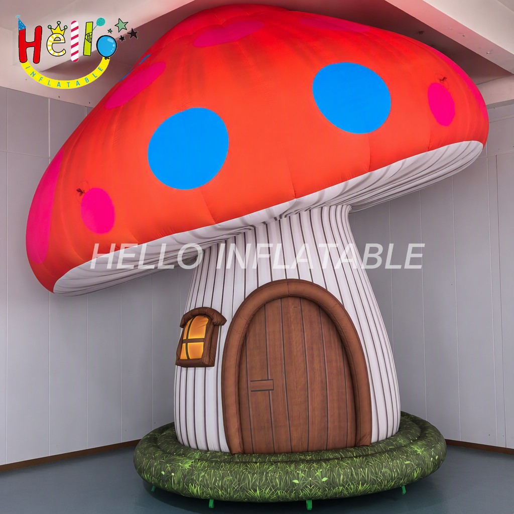 Giant Fairy Tale Red Mushroom House with LED Window for Kids Party Playground Garden Decoration Inflatable Mushroom