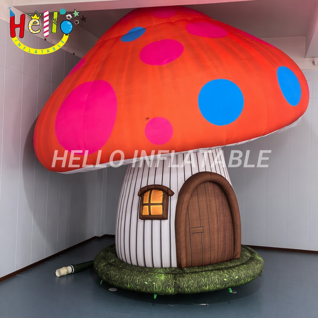 Giant Fairy Tale Red Mushroom House with LED Window for Kids Party Playground Garden Decoration Inflatable Mushroom