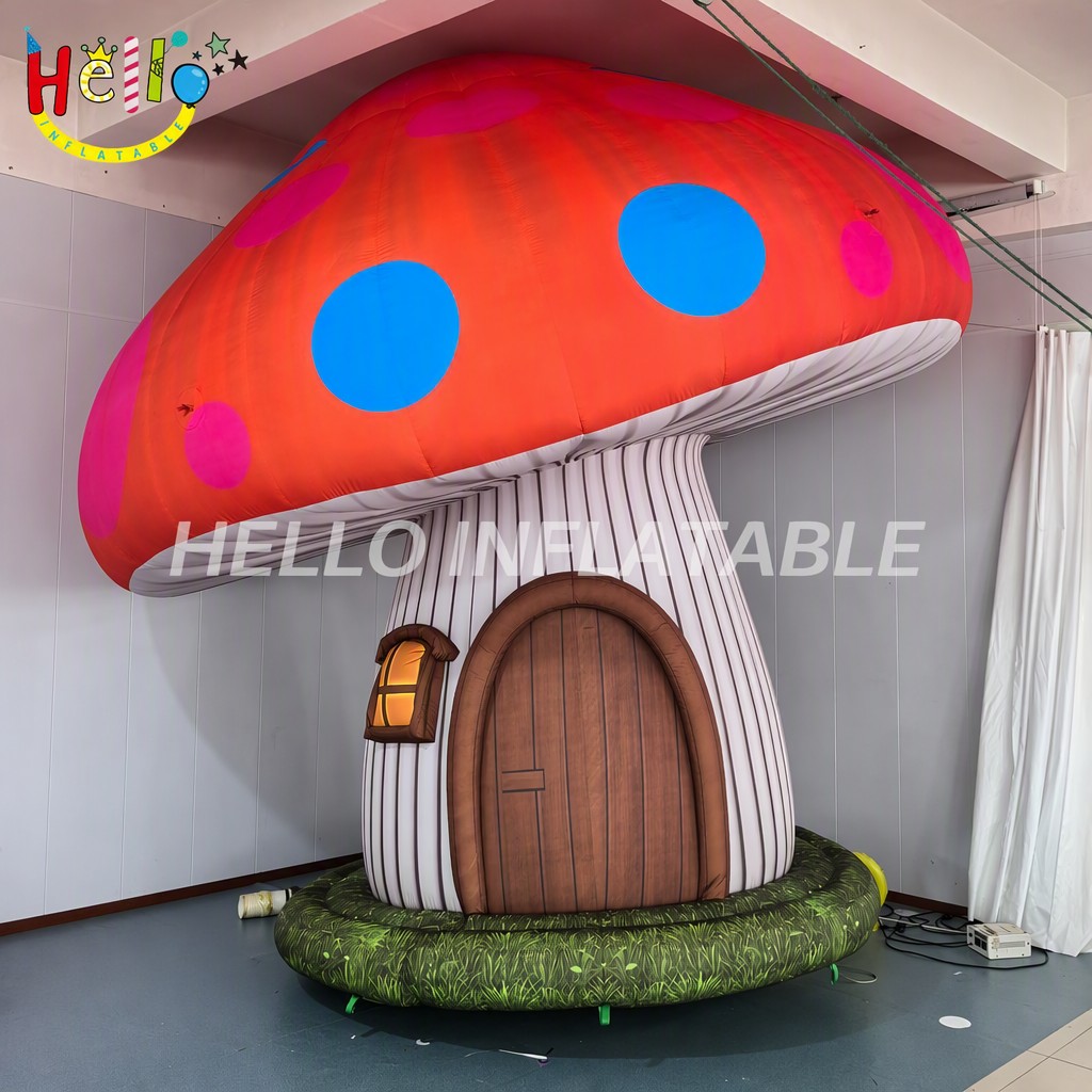 Giant Fairy Tale Red Mushroom House with LED Window for Kids Party Playground Garden Decoration Inflatable Mushroom
