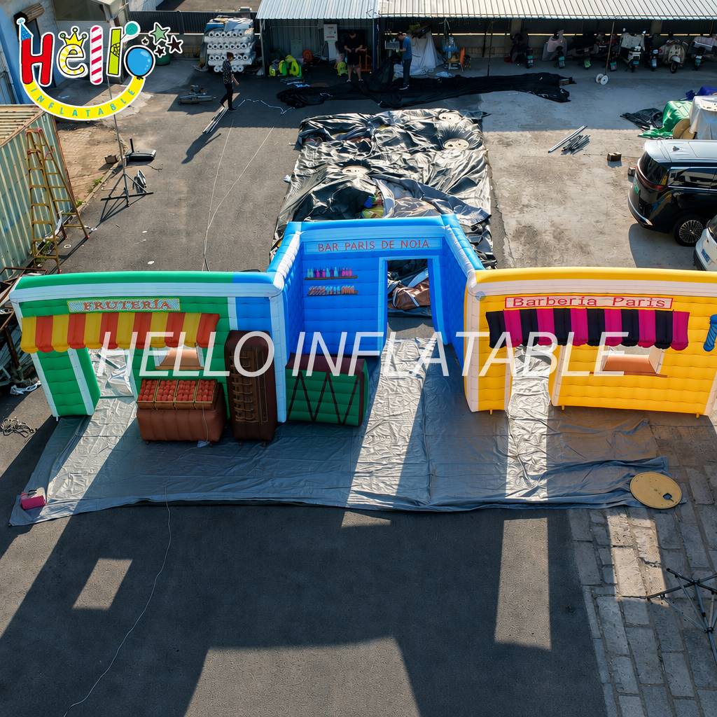Outdoor Role Play Shop Front Fruit Bar Barber Store Kiosk Mini Mart Blow Up Street Storefront Model Inflatable House