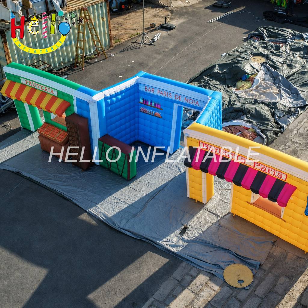 Outdoor Role Play Shop Front Fruit Bar Barber Store Kiosk Mini Mart Blow Up Street Storefront Model Inflatable House