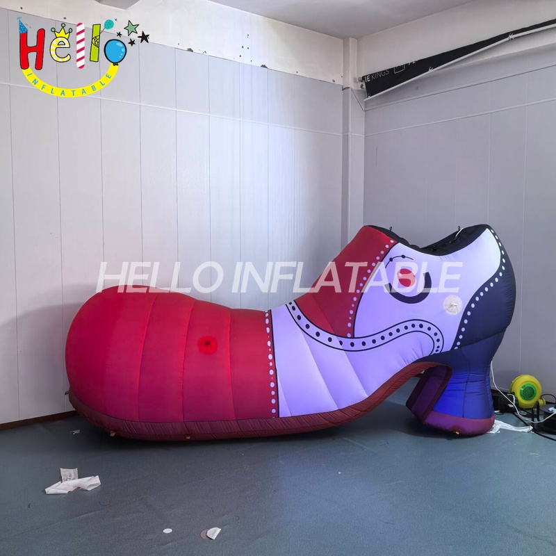 Giant Custom Inflatable High Heel Shoe with Cute Face, Large Fashion Shoe Model for Store Display and Women's Event Decoration