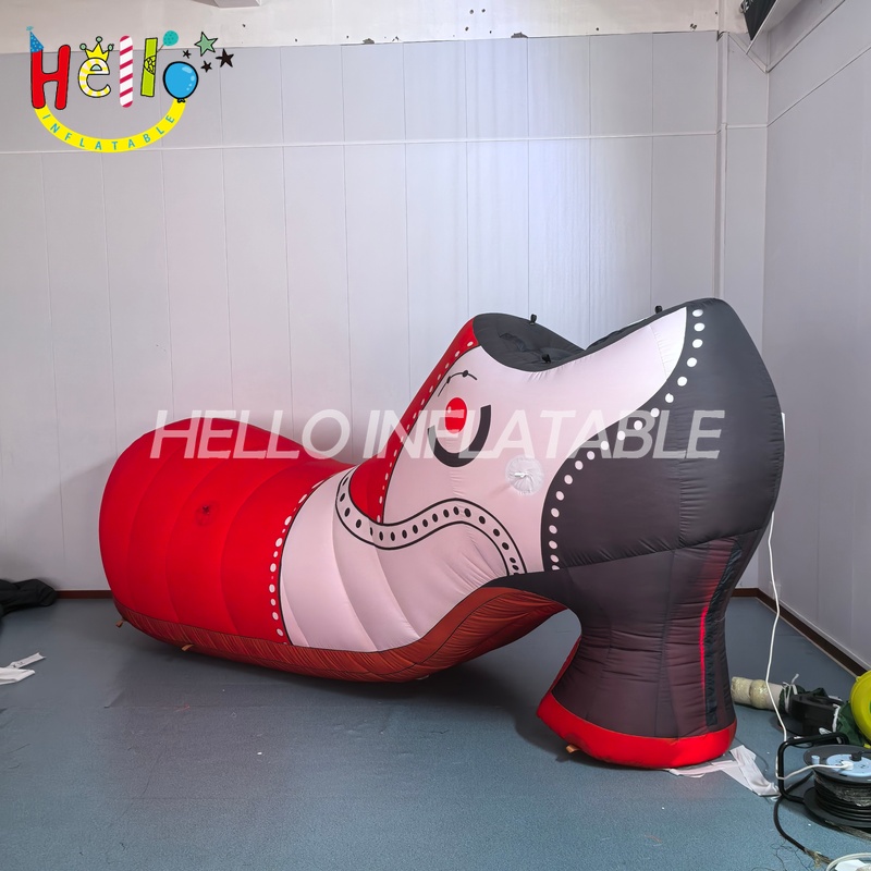 Giant Custom Inflatable High Heel Shoe with Cute Face, Large Fashion Shoe Model for Store Display and Women's Event Decoration