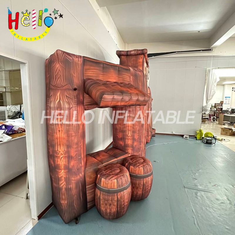 Giant Custom Inflatable Western Saloon Entrance, Large Wild West Themed Archway with Wanted Poster for Rodeo and Event Decoration