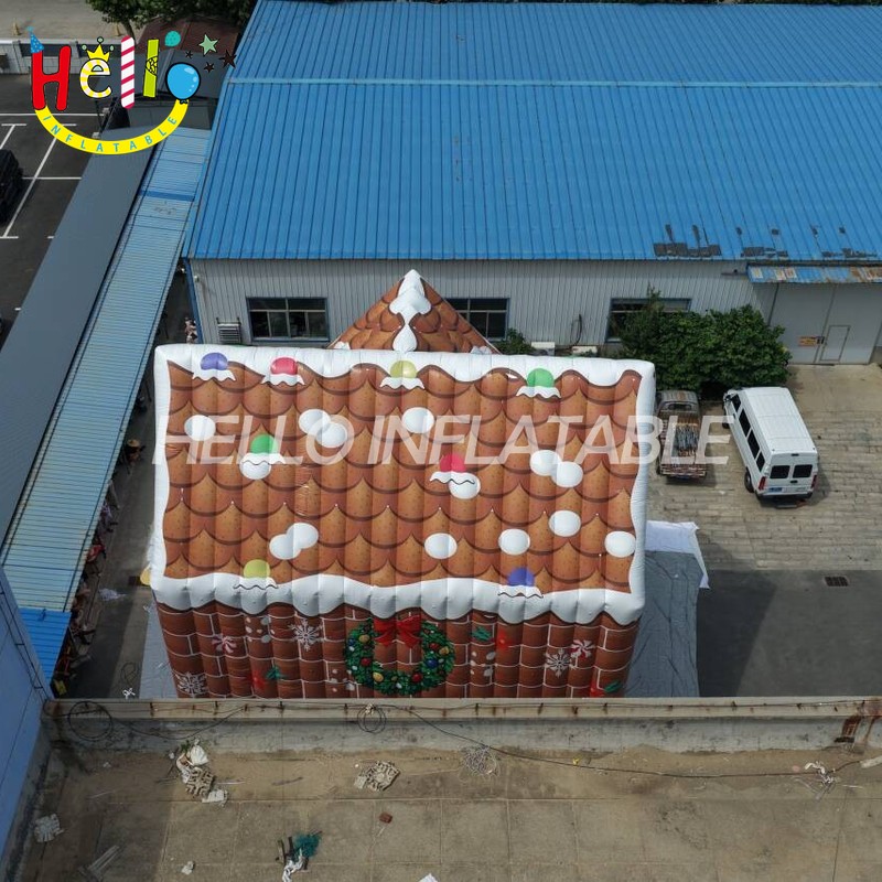 Giant Custom Inflatable Christmas Gingerbread House with Nutcracker and Snowman, Large Holiday Themed Candy House Archway for Mall Decoration and Winter Event Display