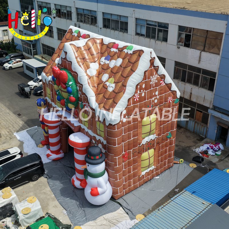 Giant Custom Inflatable Christmas Gingerbread House with Nutcracker and Snowman, Large Holiday Themed Candy House Archway for Mall Decoration and Winter Event Display插图1 Giant Custom Inflatable Christmas Gingerbread House with Nutcracker and Snowman, Large Holiday Themed Candy House Archway for Mall Decoration and Winter Event Display