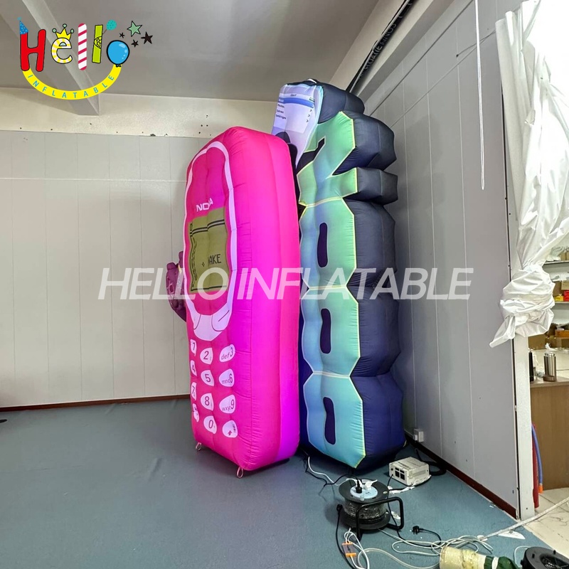 Giant Custom Inflatable Y2K Tech Sculpture, Large 2000s Nostalgia Themed Archway with Retro Nokia Phone and Tamagotchi for Mall Exhibition and Event Decoration
