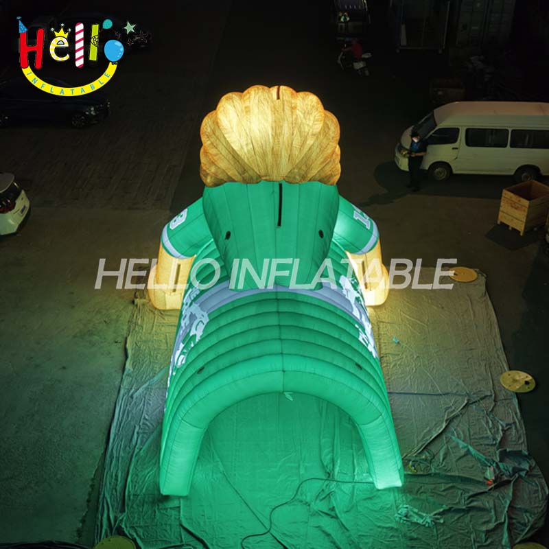 Giant Custom Inflatable Lion Head Sports Tunnel with LED Lighting, Large Run-Through Entrance Arch for Football Games and School Mascots
